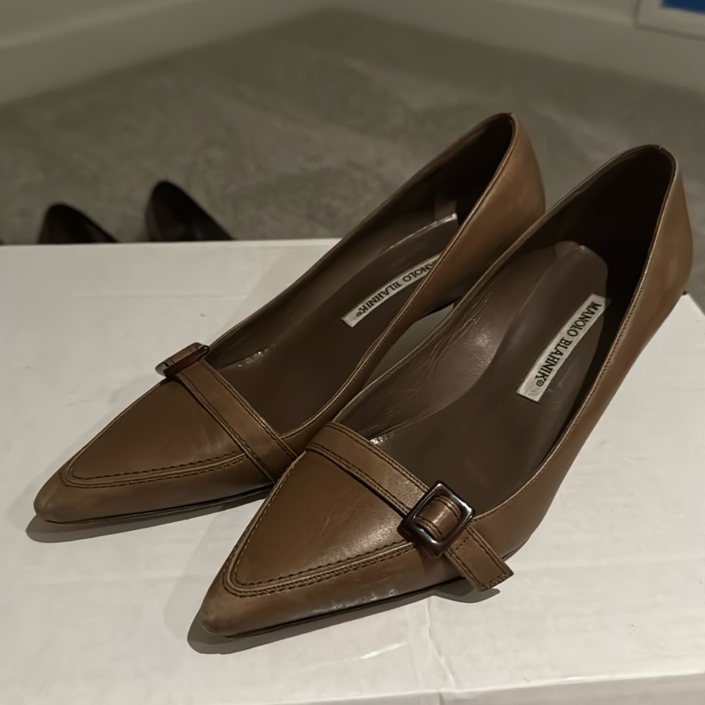 Manolo Blahnik Brown Pointed Toe Heels